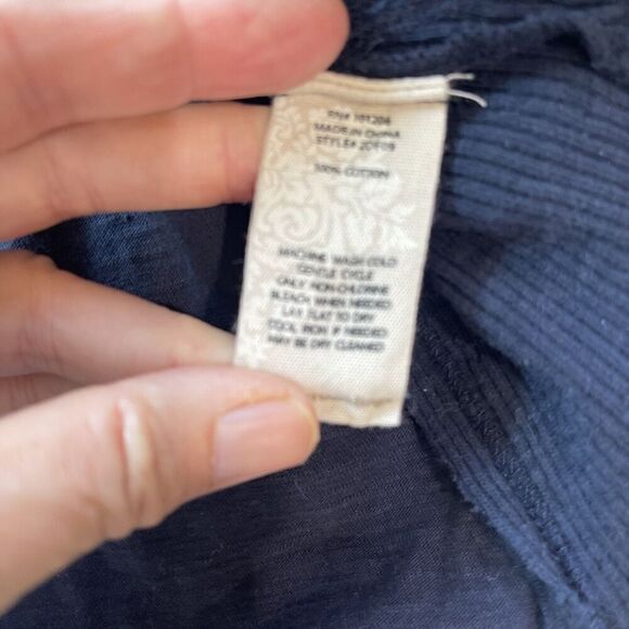 Soft Surroundings Navy Blue V Neck Tunic Long Sleeves Knit Button - Picture 7 of 11